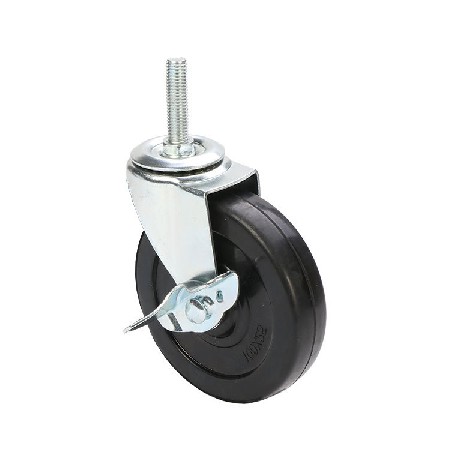 4寸丝杆万向轮实心橡胶轮机械要用轻型橡胶轮带刹车产地货源