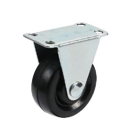 1.5寸橡胶固定轮轻型弹力黑胶脚轮办公槣子办公台定向轮固定轮