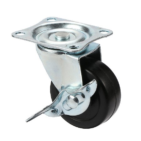 缝纫机专用配件活动轮橡胶脚轮万向轮带刹车胶轮中山威科脚轮
