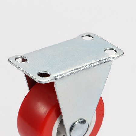 简易衣柜配件PVC1.5寸红色通花固定脚轮家具屏风平底固定脚轮