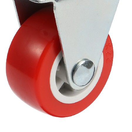 简易衣柜配件PVC1.5寸红色通花固定脚轮家具屏风平底固定脚轮