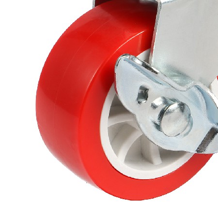 刹车轻型餐车轮2.5寸平板PVC万向轮子白芯红面配件红色脚轮直销