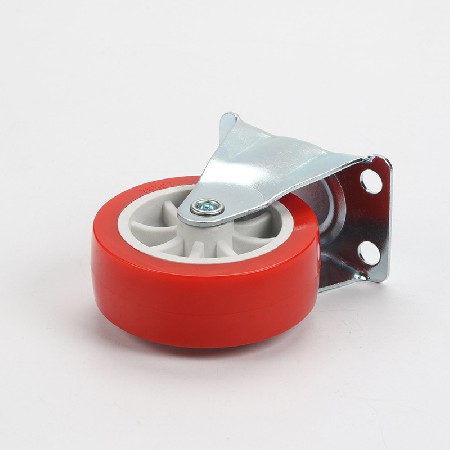 3寸红色PVC固定定向轻型脚轮附助轮推车平板脚轮批发