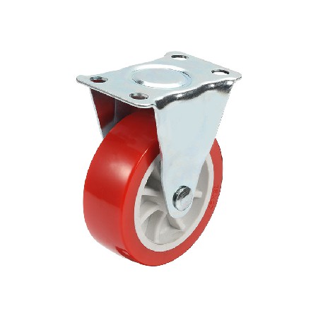 3寸红色PVC固定定向轻型脚轮附助轮推车平板脚轮批发