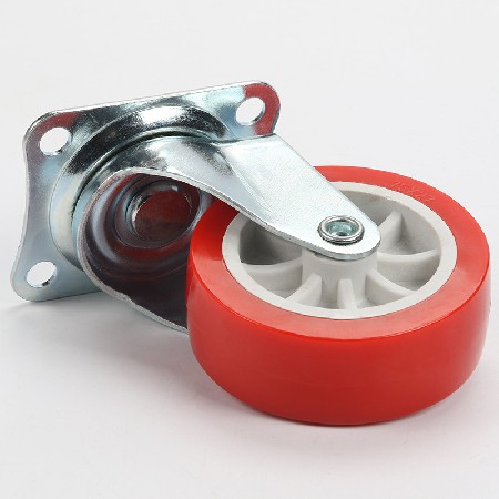 万向轮配件3寸红色PVC平底活动轻型脚轮包装机器轮脚轮批发