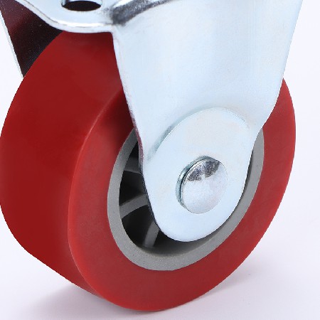 重型脚轮红色小轮铁芯pu轮推车定向轮2寸脚轮固定轮重型批发脚轮