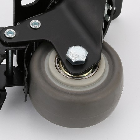 定向轮2寸金钻TPR平底边刹脚轮黑色脚轮五金配件固定轮工业小轮