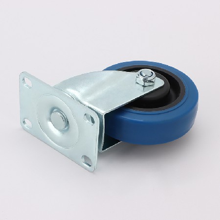 中型蓝色TPR橡胶脚轮 中型万向轮橡胶家具脚轮静音手推车轮子